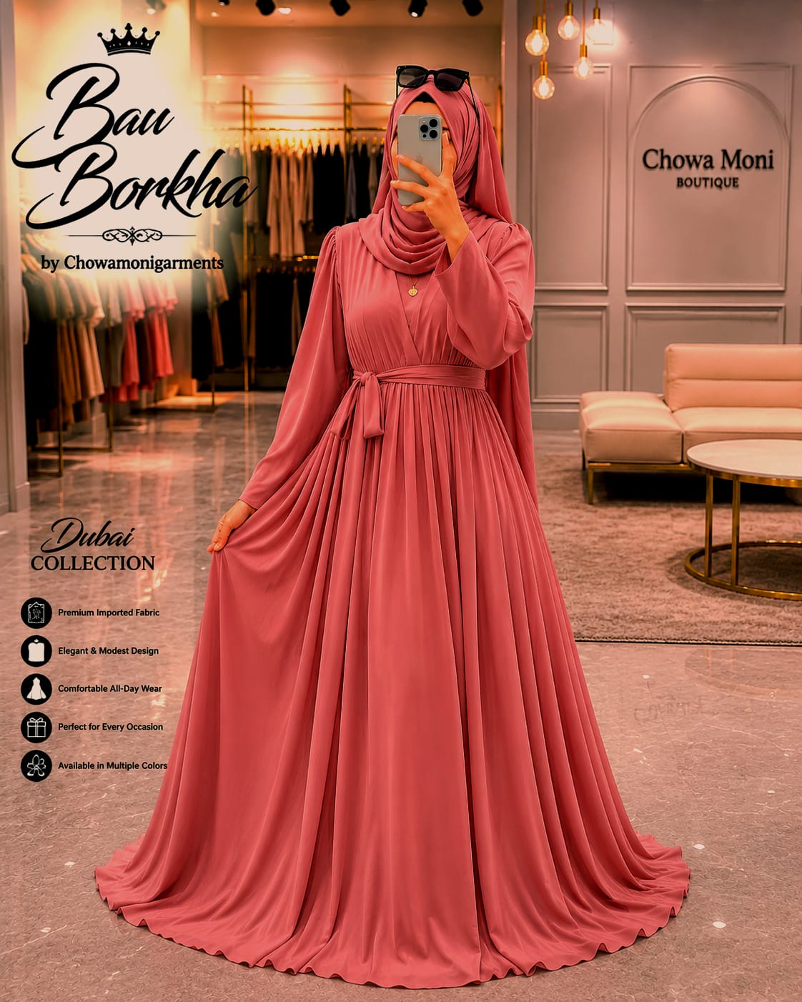 Premium Dubai Cherry Bow Burkha