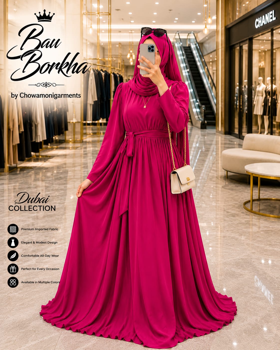 Premium Dubai Cherry Bow Burkha